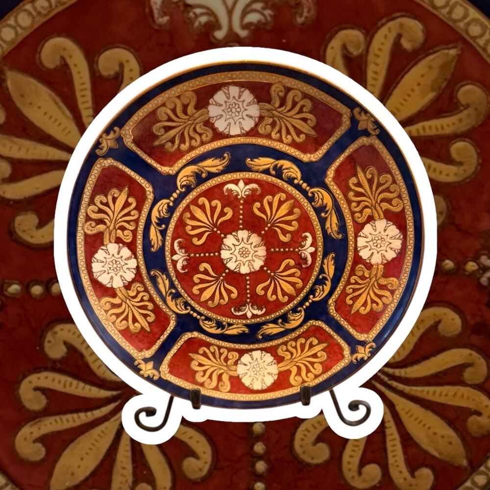 Porcelain Decorative Set of 4 Plates with Gold Floral Design by Andrea by Sadek